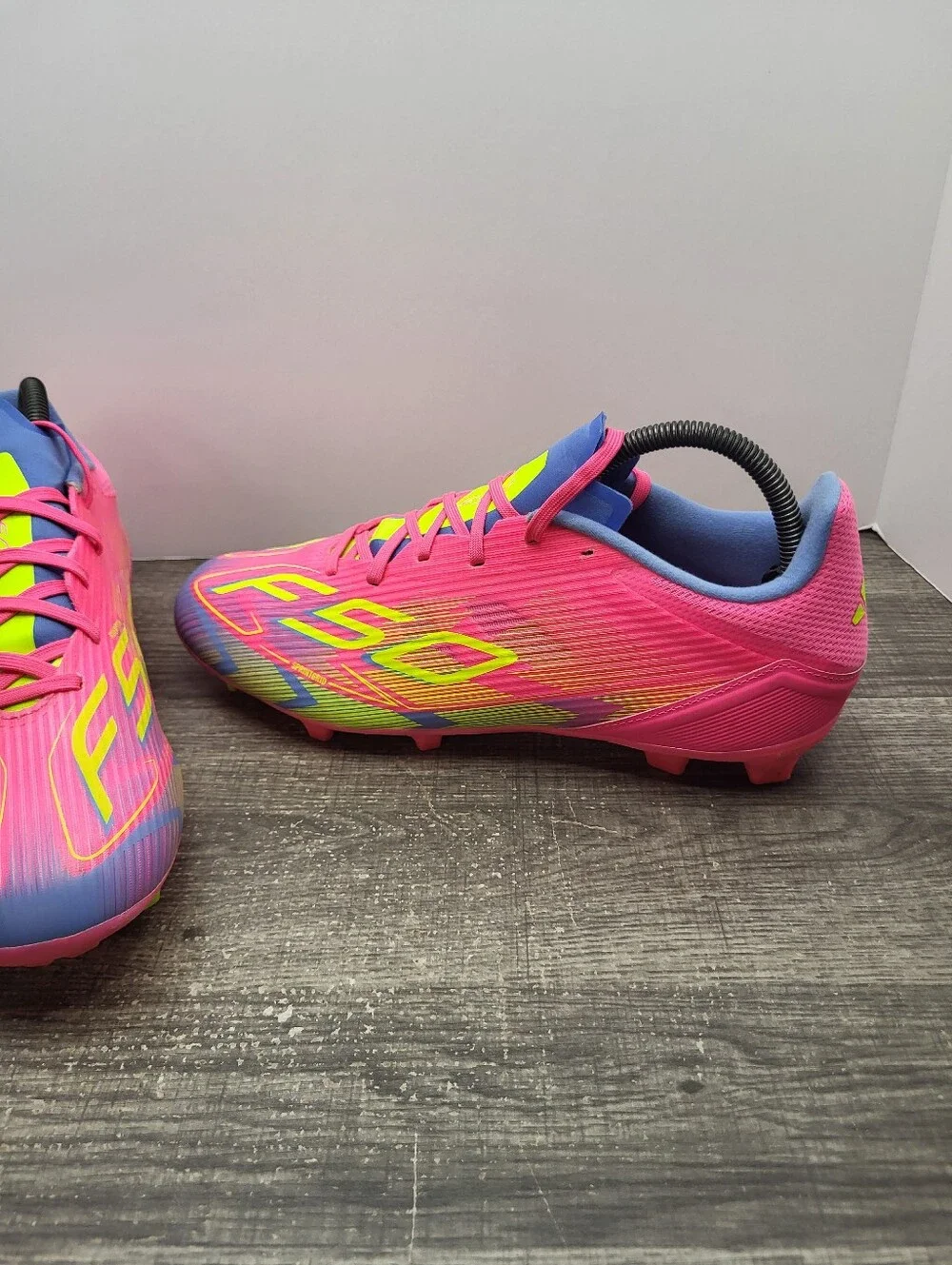 Adidas F50 League FG/MG Soccer Cleats Pink Yellow IE1291 Mens Size 9